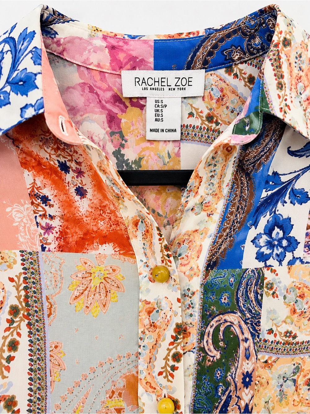 Rachel Zoe Patchwork Paisley Floral Blouse Oversized Small | Zimmermann Vibes - Picture 8 of 10